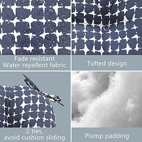 Lvtxiii Outdoor Bistro Chair Cushions Water-Repellent Patio Chair Pads With Ties, Round Seat Cushions For Home Office And Patio Garden Furniture Decoration 15"X15"X4", Set Of 2, Tie-Dye Navy #TOP2