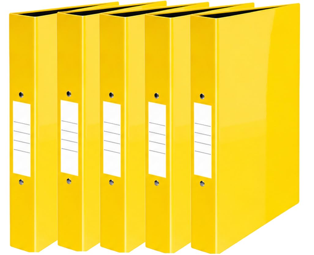 Nobel 25mm 2 Ring Polypropylene Gloss Binder A4 (5, Gloss Yellow)