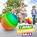 Bedwina 18 Inch Rainbow Playground Ball for Kids (Pack of 1) Jumbo Size Rainbow Inflatable Big Bouncy Kickball for Park, Giant Balls for Indoor and Outdoor Games with Hand Pump