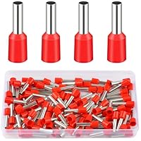 Aderendhülsen 10mm2 100 Stück, Aderendhülsen Set 10mm2 x 18mm, Rot Aderendhülsen Isoliert für Garagen, Verteilerkästen, Autoteile, Mechaniker, Werkstätten
