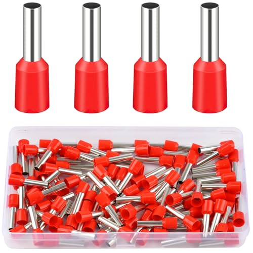 Aderendhülsen 10mm x 18mm 100 Stück Isoliert für Garagen Verteilerkästen Autoteile Mechaniker Werkstätten Rot