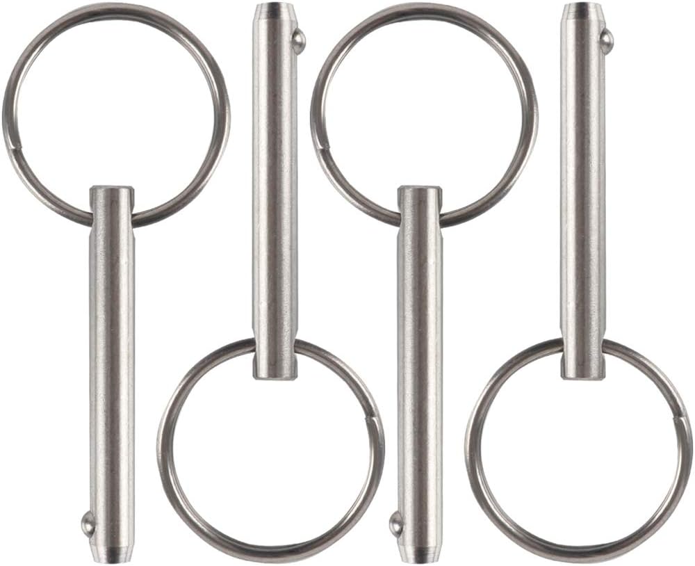 4 Pack Quick Release Pin, Diameter 1/4"(6.3mm), Usable Length 1.57"(40mm), Overall Length 2"(51mm), Full 316 Stainless Steel, Bimini Top Pin, Marine Hardware