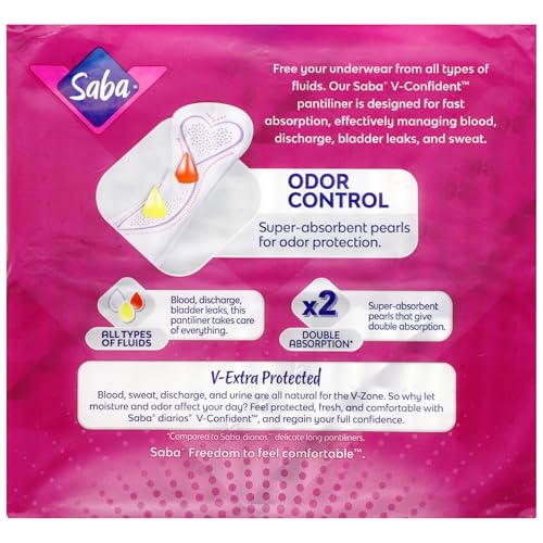 Image of SABA V-Confident Long Daily Liner Panty Liners, 4-Pack of 40 Pads (160 Count)
