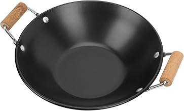 Luxshiny Aço Inoxidável Wok Alça Dupla Wok Wok Alça Dupla Frigideira Fundo Redondo Utensílio De Cozinha Para Fogão A Gás Cozimento Por Indução 28Cm