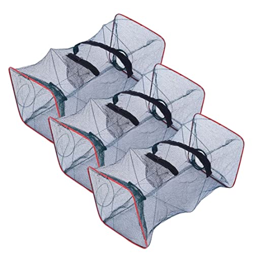 Wedhapy Fish Traps 3PCS Foldable Nylon Minnow Trap Crawfish Crab Lobster Shrimp
