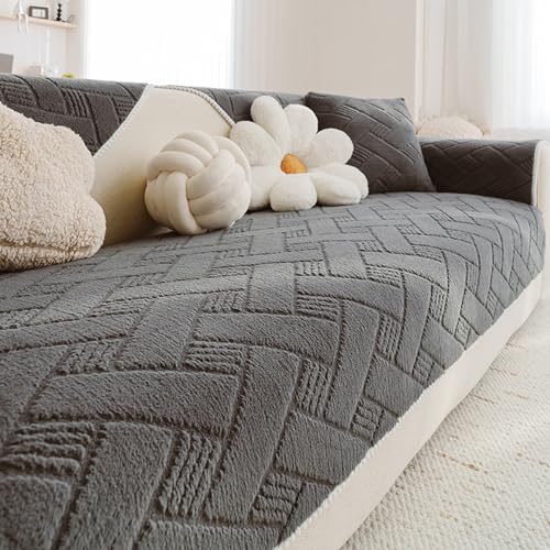 Genérico Fundas de Sofa con Reposabrazos,Universal Calor Felpa Mantas Foulard Cómoda Cubrecama Protector Sofa(Light Grey,80x120cm)