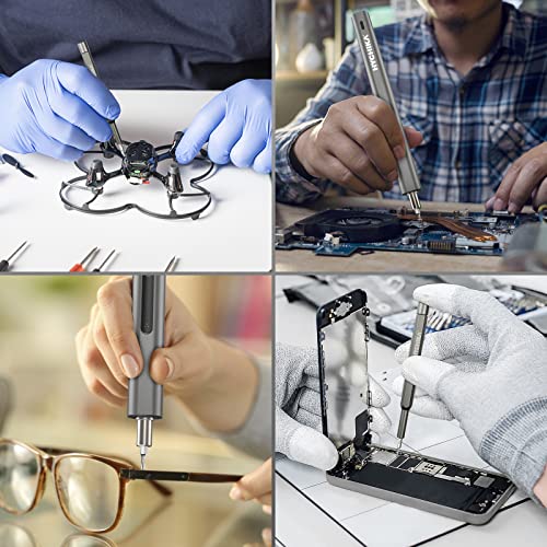 HYCHIKA Destornilladores Precisión, Mini Kit Destornillador Eléctrico, 67 en 1 Juego de Destornilladores con puntas de precisión magnéticas, par de 2 engranajes, sin cable, para cámara de teléfono