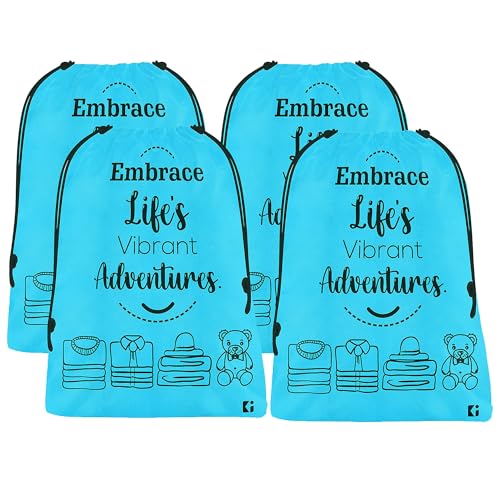Image of Kuber Industries Pack of 4 Cloth Storage Bag | Garments Cover for Laundry | Non-Woven Storage Organizer | Travel Cloth Storage Bag | Travel Storage Organizer for Clothing | Large | Sky Blue