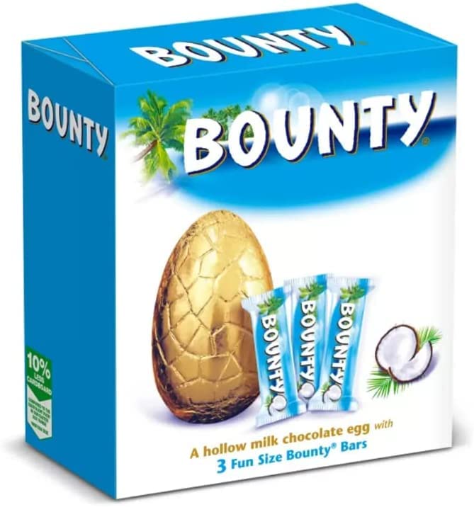Easter Egg 2023 - Bounty Coconut Milk Chocolate Easter Egg With 3 Fun Size Chocolate Bars 268g- Large Easter Egg 2023