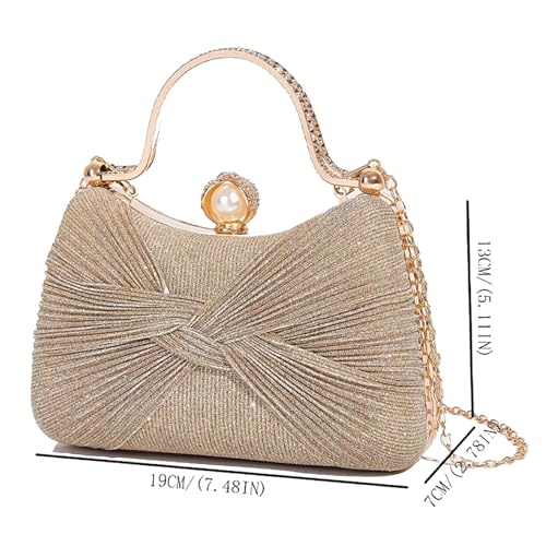 Image of Clutch Purses for Women Handbags Shiny Sequin Wedding Clutch Cross Body Bag Purses with Chain,Wedding Prom Party Club,Gold