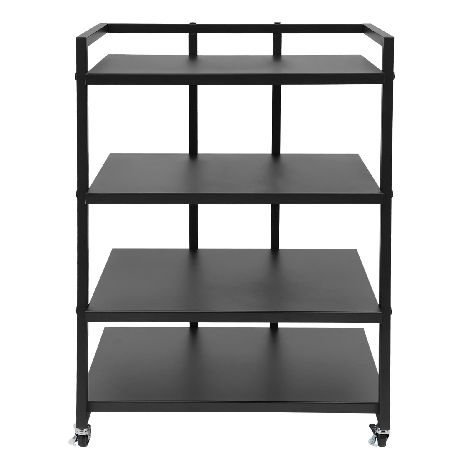 Scaffale HiFi a 4 livelli in metallo con ruote, per giradischi, impianti stereo, stoccaggio di dischi in vinile, versatile come scaffale HiFi o scaffale d'appoggio, 60 x 52 x 85 cm