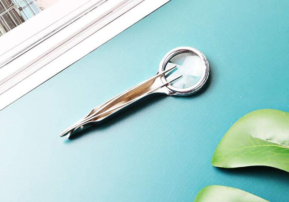 Lente d'Ingrandimento Tascabile a Specchio da 24 mm Pinzette per Cintura in Acciaio Inossidabile palmare Pizzico Clip per Sopracciglia Manutenzione Testa Nera Rilevamento Portatile Lenti