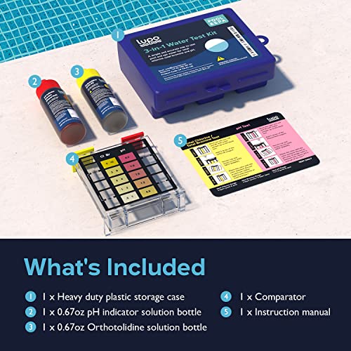 Lupo 3-In-1 Water Test Kit For Swimming Pools & Spas | Water Chemical Test Kit For Ph, Total Chlorine And Total Bromine #TOP2