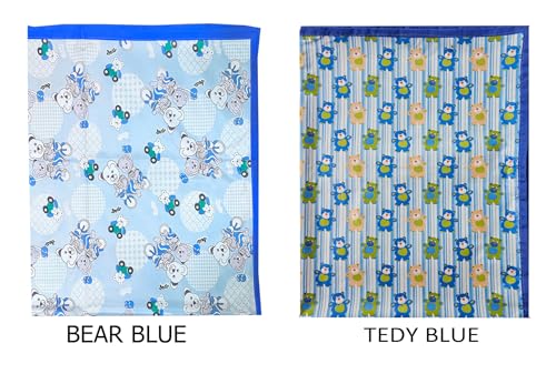 Image of EcoSoft Plastic Sheet,PVC Sheet for Kids,Rubber Sheet for Babies,Bed Wetting Protector(90 x 135 cm) (Blue Bear & Blue Tedy)