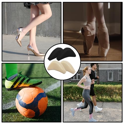 Image of Shoe Filler Inserts 5 Pairs Toe Cushion Fillers Loose Shoes Foam Toe Filler to Make Big Shoes Fit Half-Size Insoles Adjust Shoe for High Heels Dress Shoes Boots (Black and Beige)