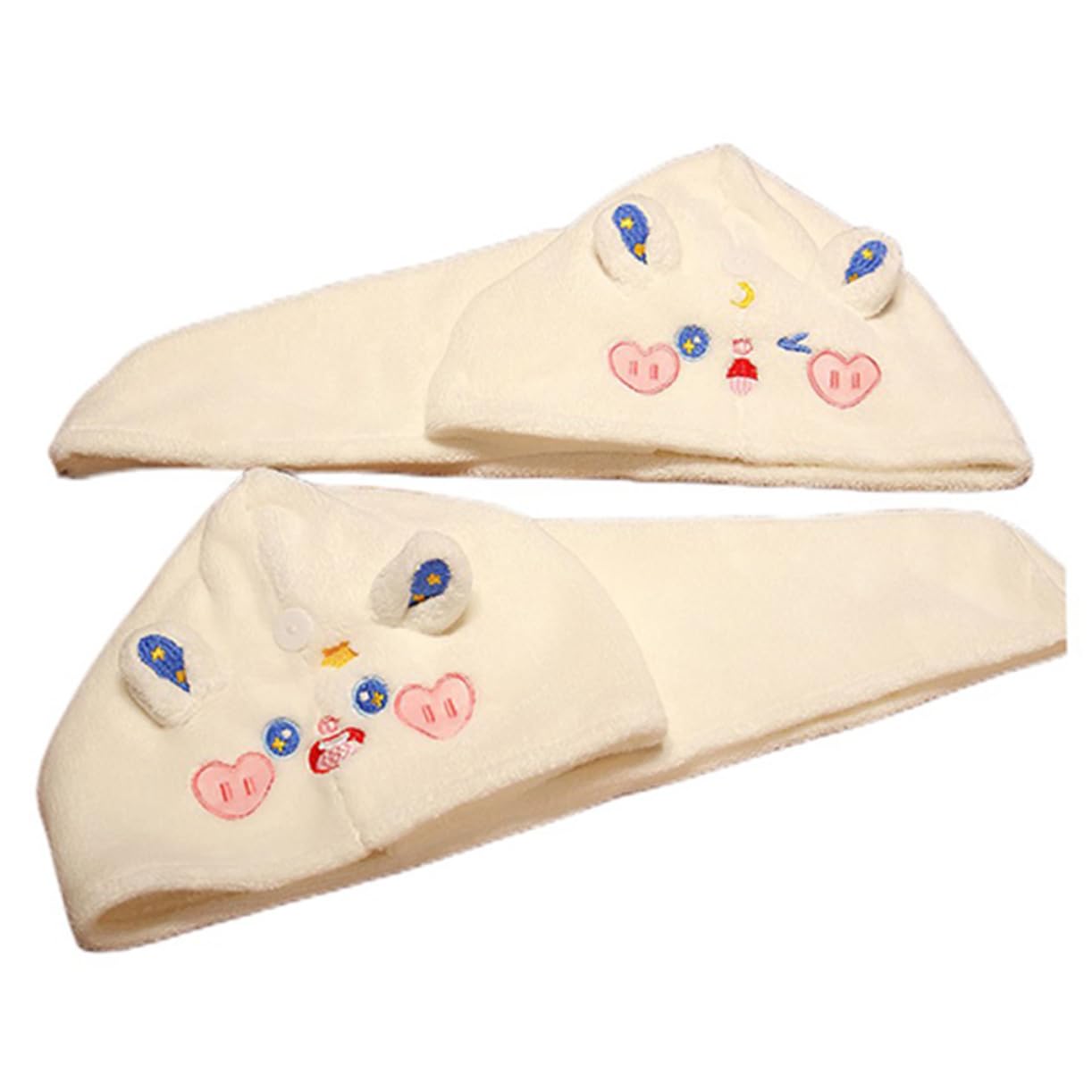 PLAFOPE 2pcs Absorbent Hair Drying Cap Microfiber Head Towel Wrap for Women Cartoon Quick Dry Hair Turban