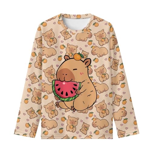 Image of WELLFLYHOM Long Sleeve T-Shirt for Boys Girls 3-16 Years Old Tee Tops Crewneck Pullover Shirts Fall Outfits