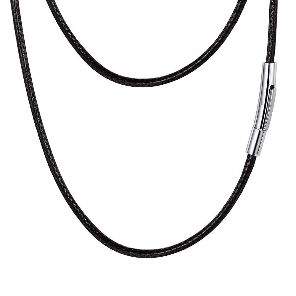 PROSTEEL Waterproof Leather Necklace Cord for Men, 2MM/3MM, 16”-30”, with Stainless Steel Clasp, DIY Chain for Pendant, Come with Box