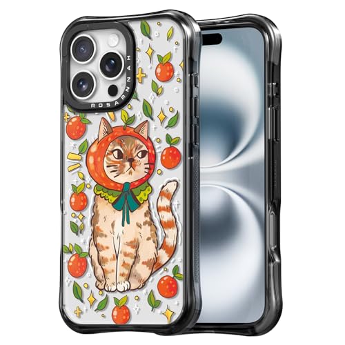 Rosarnnah for iPhone 16 Pro Case Aesthetic Black, Kitty Cat