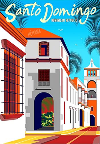 Vintage Tin Poster Old Santo Domingo Cityscape Dominican Republic Caribbeanretro Travel Metal Tin Sign 8X12 Inch Bar Restaurant Garage Art Wall Decor New #TOP25