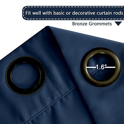 Image of H.VERSAILTEX Window Treatment Thermal Insulated Grommet Blackout Curtains /Drapes for Living Room 84 Inch Long, Extra Wide Patio Door Room Divider Curtain (Navy Blue, 1 Panel, 8.5ft Wide by 7ft Long)