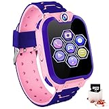 JUBUNRER Smartwatch Kinder Uhr Kinderuhr Mädchen Touchscreen Telefonieren -SOS Handy Wecker -Kamera Musik Spiele -Rekorder Taschenrechner für Jungen Mädchen Geschenke (Rosa)
