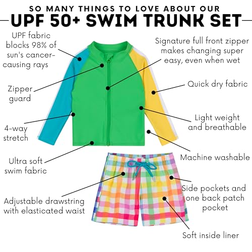 Image of SwimZip Boys' Long Sleeve Rash Guard & Swim Shorts Set - UPF 50+ Sun Protection