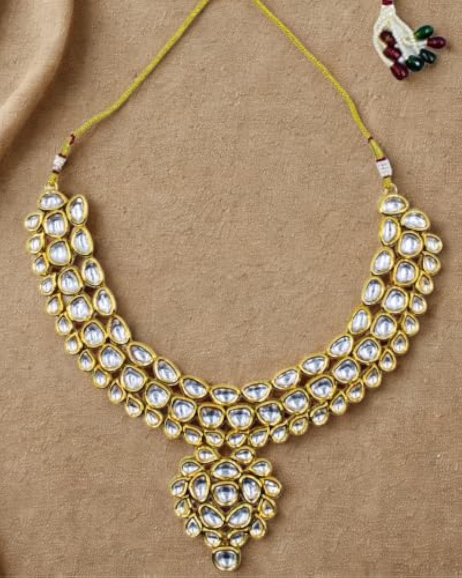 Gold Plated Meenakari Kundan Choker Necklace Set with Earrings