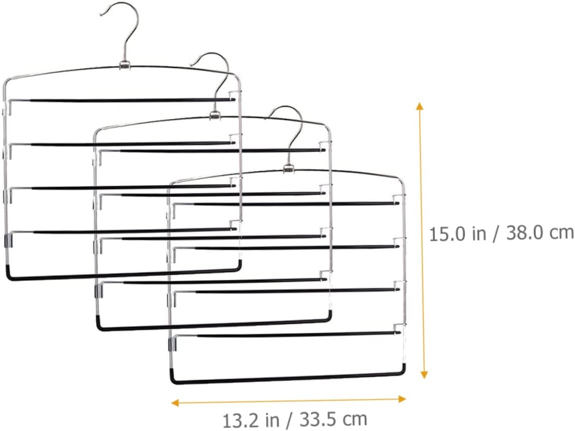 PRETYZOOM 3pcs Metal Pants Hangers Space-Saving Organizer for Trousers Jeans Skirts Construction with Non-Slip Design for Closet Storage Wardrobe Organization