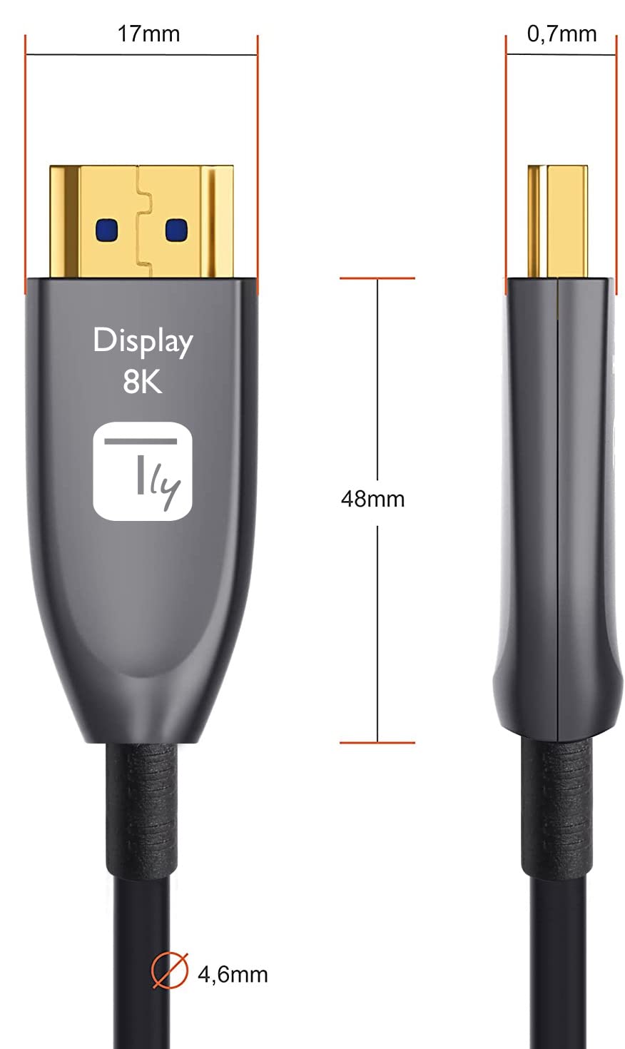 Techly 365207 Cavo Ottico Attivo HDMI™ 2.1 Active Optical Cable 8K 48Gbps eARC HDMI™ A/A M/M 15m Nero