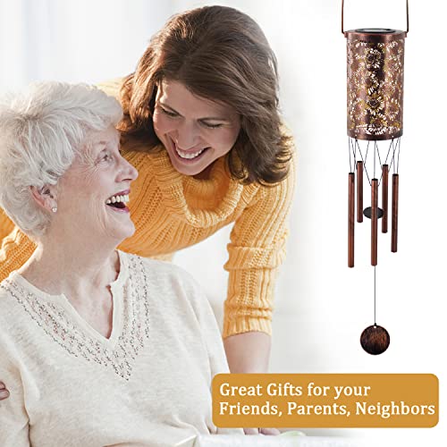 30" Solar Wind Chimes Hanging Lights Outdoor Led Lantern Metal Wind Chimes For Outside Unique Garden Hanging Solar Decorative As Gift For Mom Women Grandma (Bronze) #TOP5