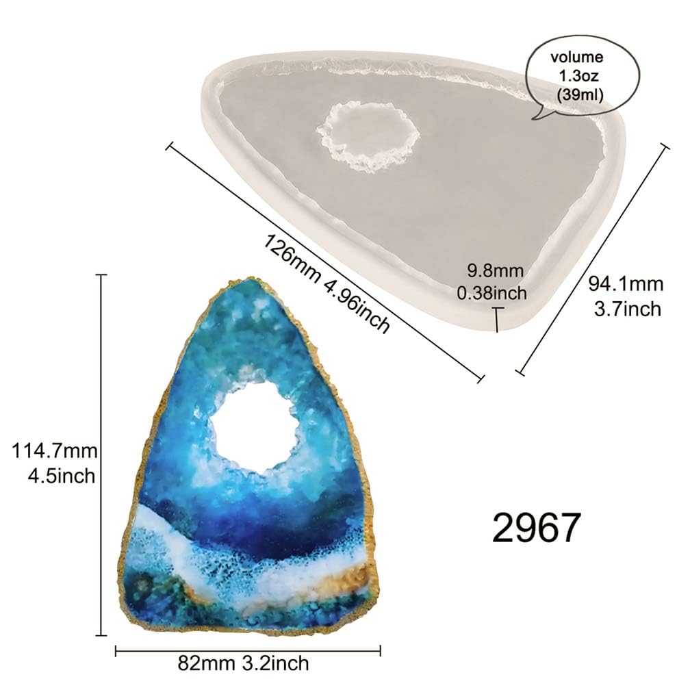 Geode Planchette Resin Mold Druzy Agate Coaster Epoxy Polymer Clay Casting Kit 4.9x3.7inch