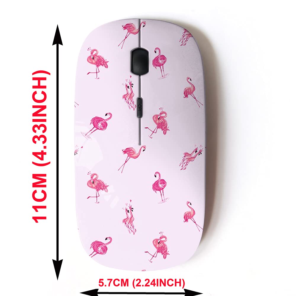 Bezprzewodowa mysz 2,4 G z uroczym wzorem do wszystkich laptopów i komputerów stacjonarnych z nano odbiornikiem - różowy wzór tropikalny flaming