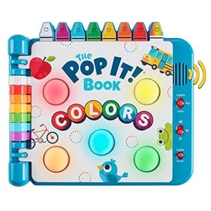 Chuckle & Roar Pop It! Book: Colors – Interactive Sensory Learning Book with Bilingual English & Spanish Play, Grow-with-Me Modes, Quiet Mode, Color Learning Toy for Toddlers Ages 1–4+