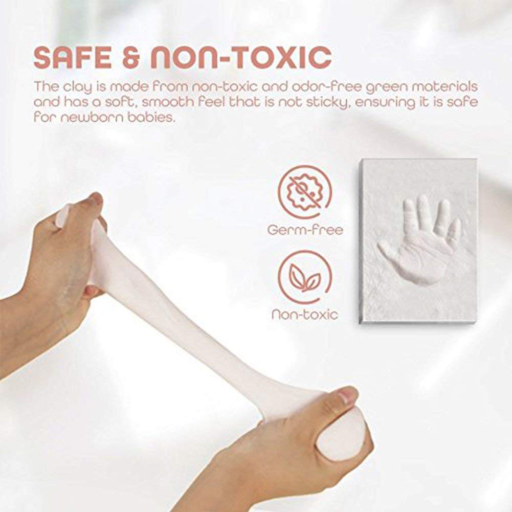 Cornice Impronta Mani e Piedi Neonati Argilla, Set di Cornice Impronte Neonato di Qualità con Calco Senza Crepe，Kit Impronte Neonato Perfetto per Neonato Ricordo Regalo