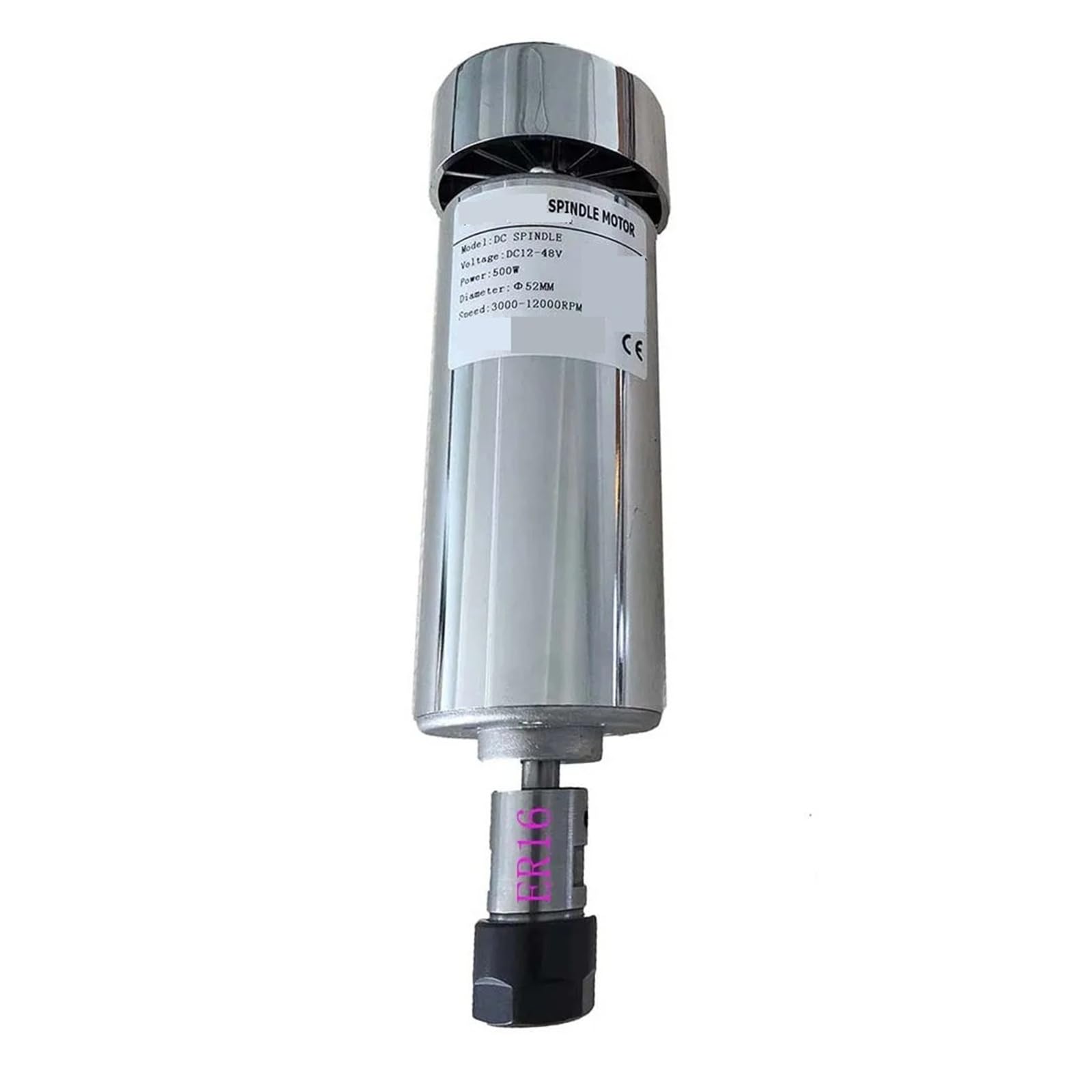 Zestaw silnika wrzeciona CNC chłodzonego powietrzem DC 48 V 0,5 kW z uchwytem ER16, silnikiem 500 W + regulatorem prędkości zasilacza do obróbki drewna(Model C)