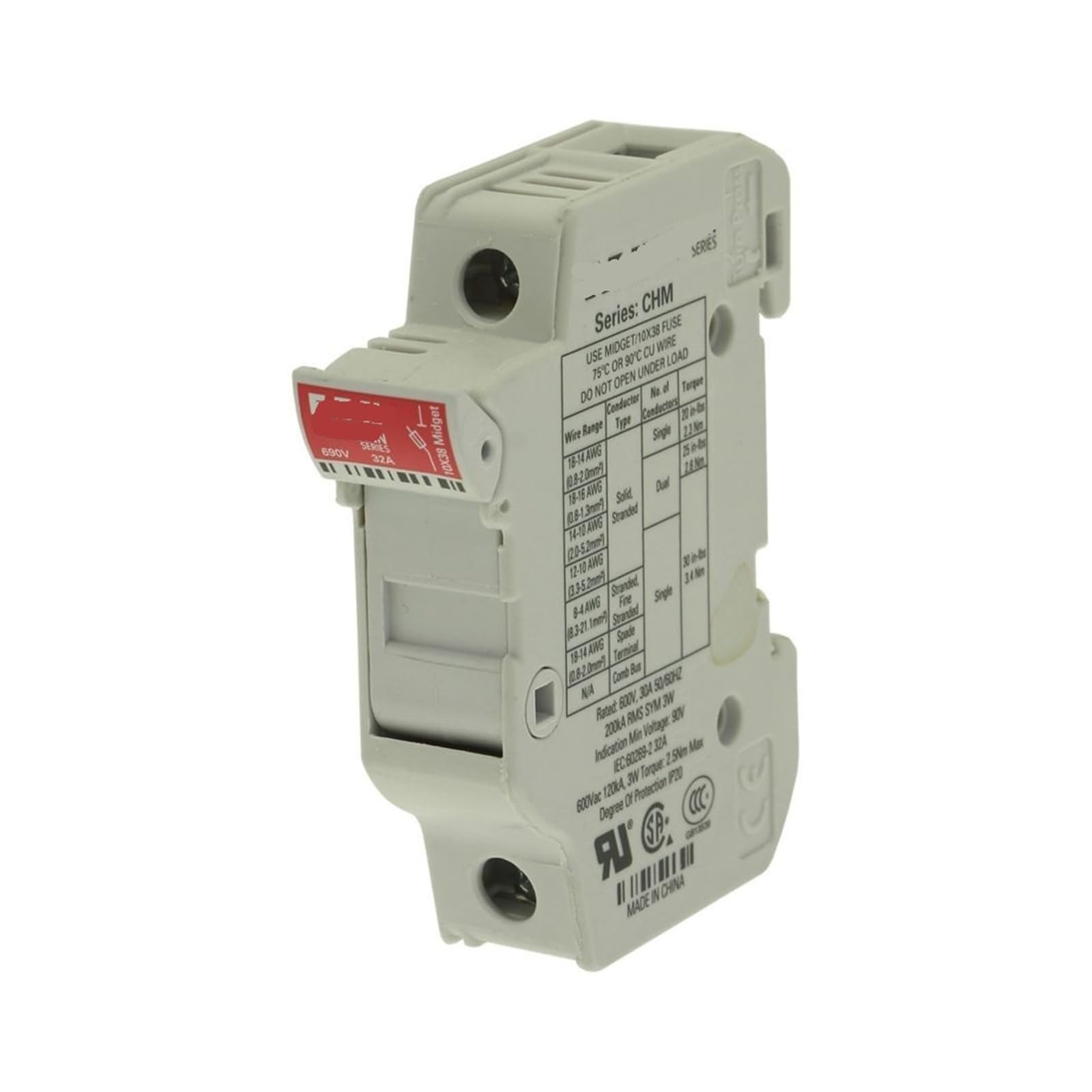 KXIWLUFV Fuse LP-CC-12 600Vac 12A 10x38mm Base(Base-CHM 1P)