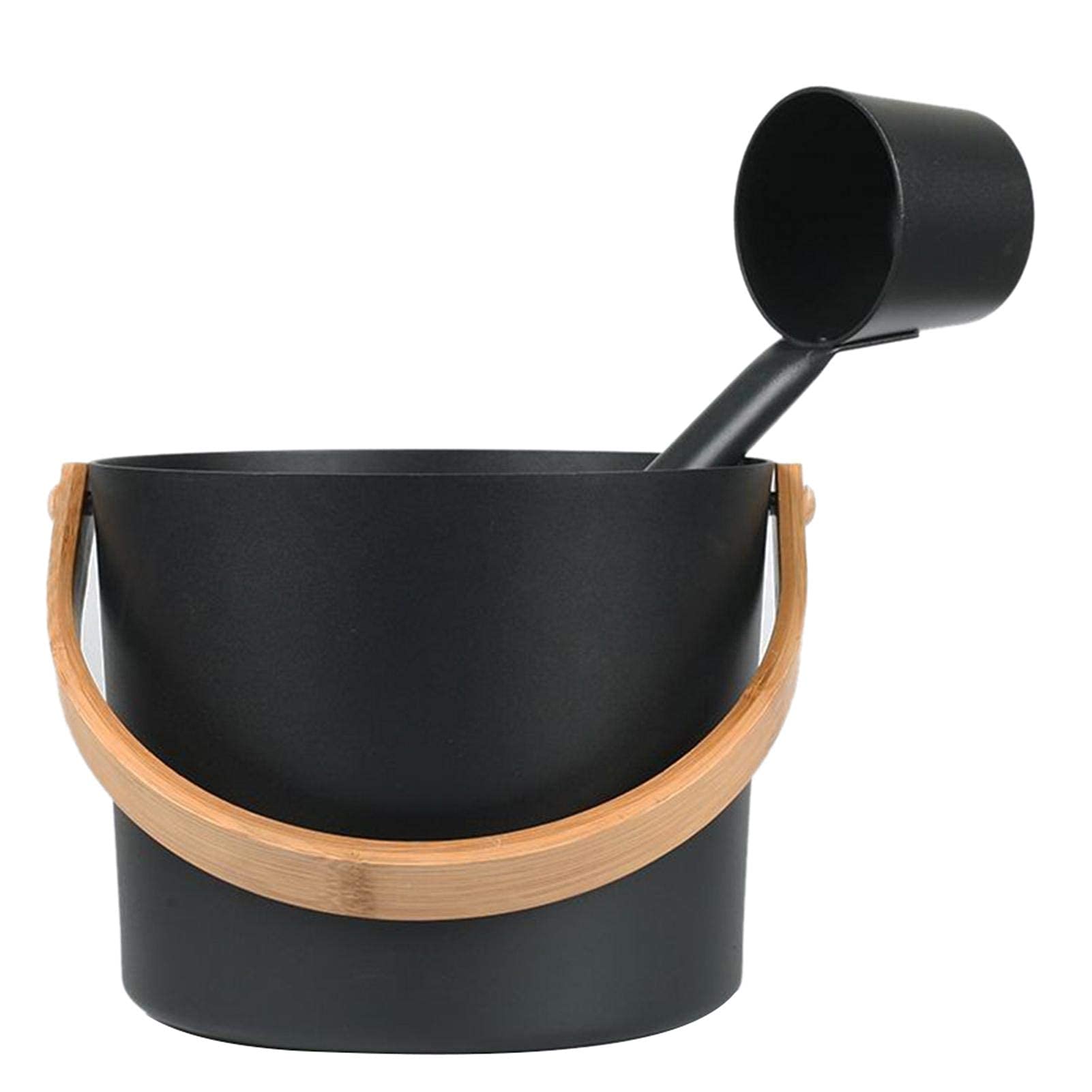 Seatechlogy Cubo para sauna con cucharón de aluminio, 7 litros, cubo de sauna