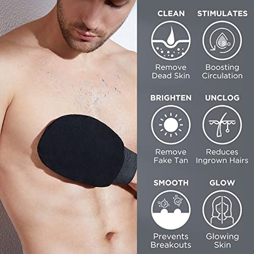 MS MAGIC SECRET Moroccan Hammam Exfoliating Bath Scrub Glove Tan Magic Bath Glove Body Scrub Glove Imported Directly From Morocco (Black) - Image 3