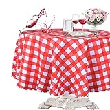OUWIN 100% Waterproof Round Tablecloth Spill-Proof Wipeable PVC Vinyl Table Cover Indoor Outdoor Picnic Table Cloth (54