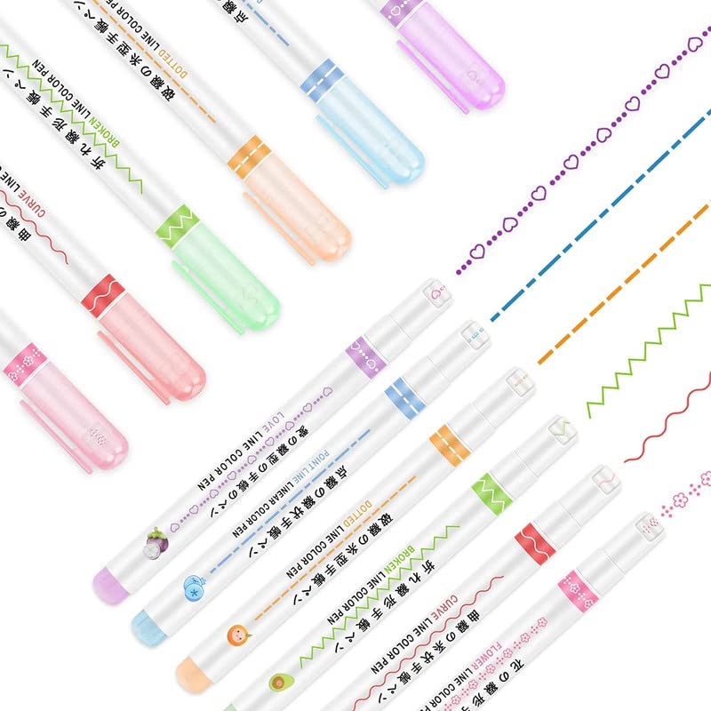 Image of YBN Vibrant Highlighter Pen Set-6 Colorful Line Markers For Adults&Kids|Roller Line Marker Pens For Drawing,Journaling,Scrapbooking|School Stationery Kit,Multi-coloured