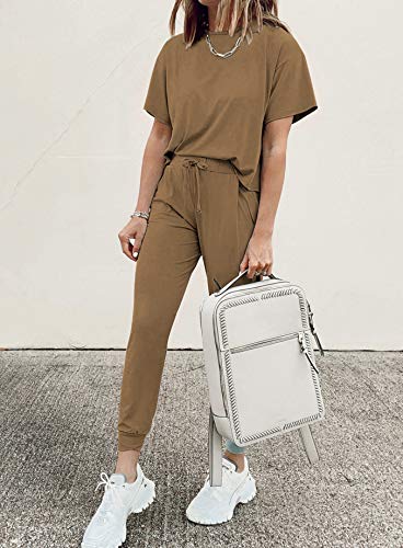PRETTYGARDEN Women's Two Piece Sets 2025 Summer Spring Jogger Pants Travel Vacation Lounge Outfits Airplane Matching Clothes