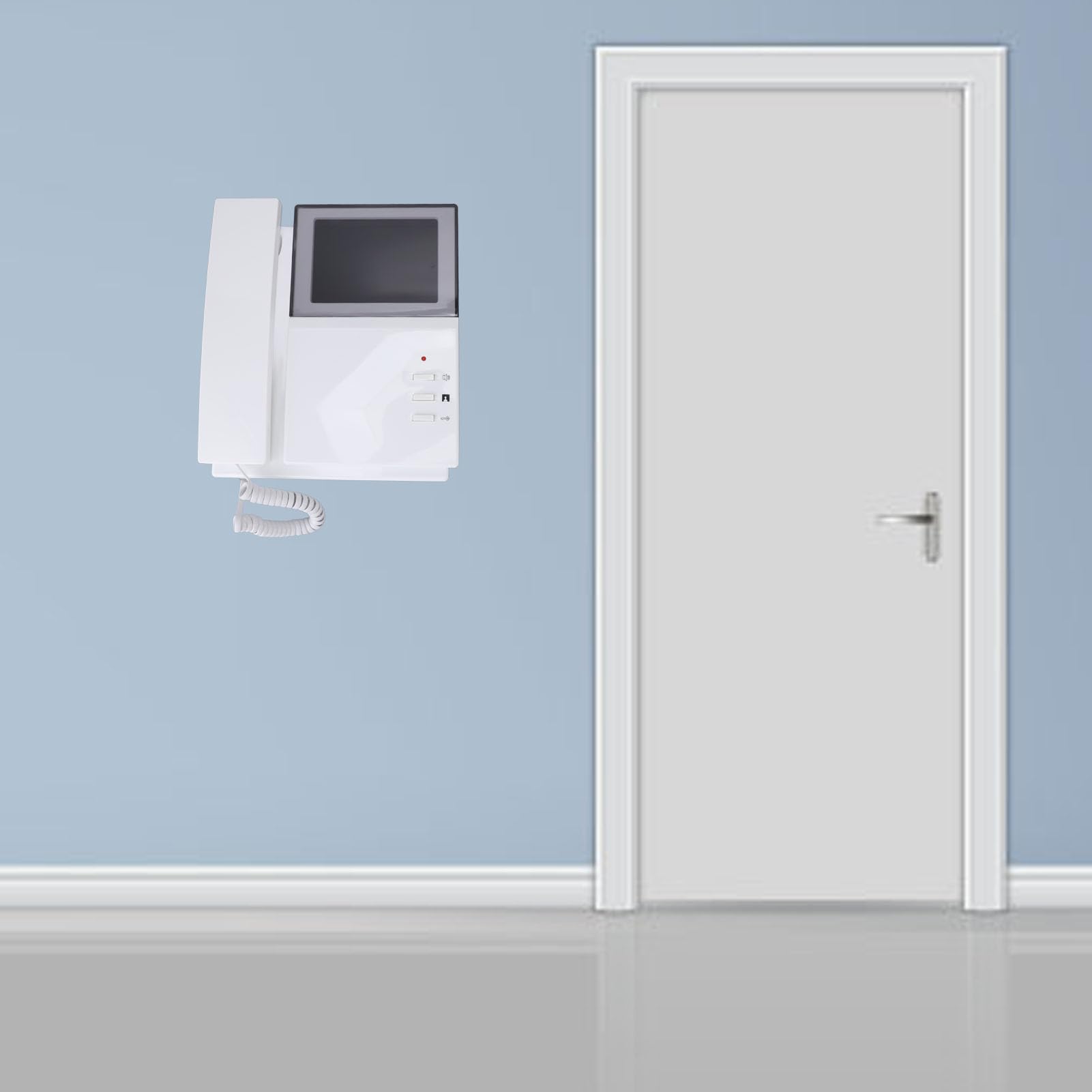 SENECESLI Videocitofono con Campanello e Telecamera, Kit Telefono con Filo Videocitofono Cablato con Schermo LCD Digitale a Colori da 4,3 Pollici, Visione Notturna, Audio (Spina Europea)