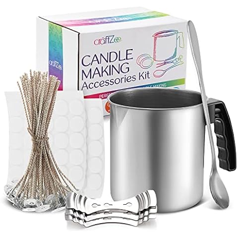 CraftZee Candle Making Supplies Set, Soy Candles Supplies Kit. DIY Candle Accessories Kit. Candle Wicks, Pouring Pitcher. Great Craft Kit for Adults. Cover