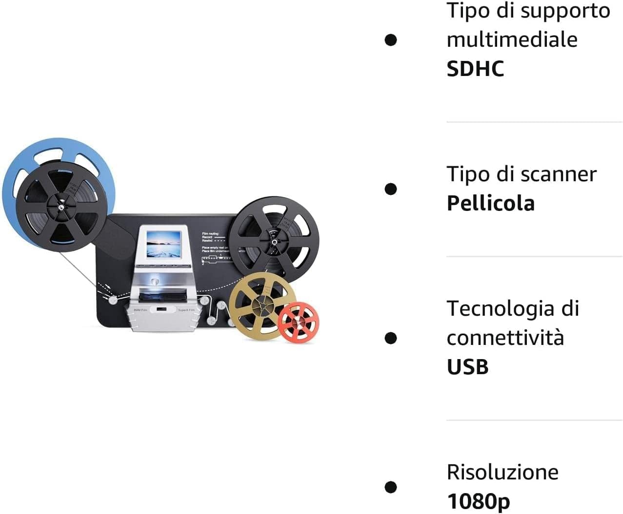 Super 8 Film Scanner Digitalisieren 32 GB Speicherkarte 2,4" LCD
