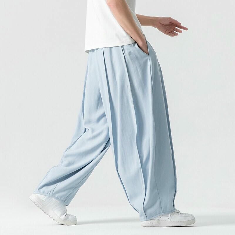 Men's Summer Hong Kong Style Japanese Loose Minimalist Workwear Lantern Long Pants2
