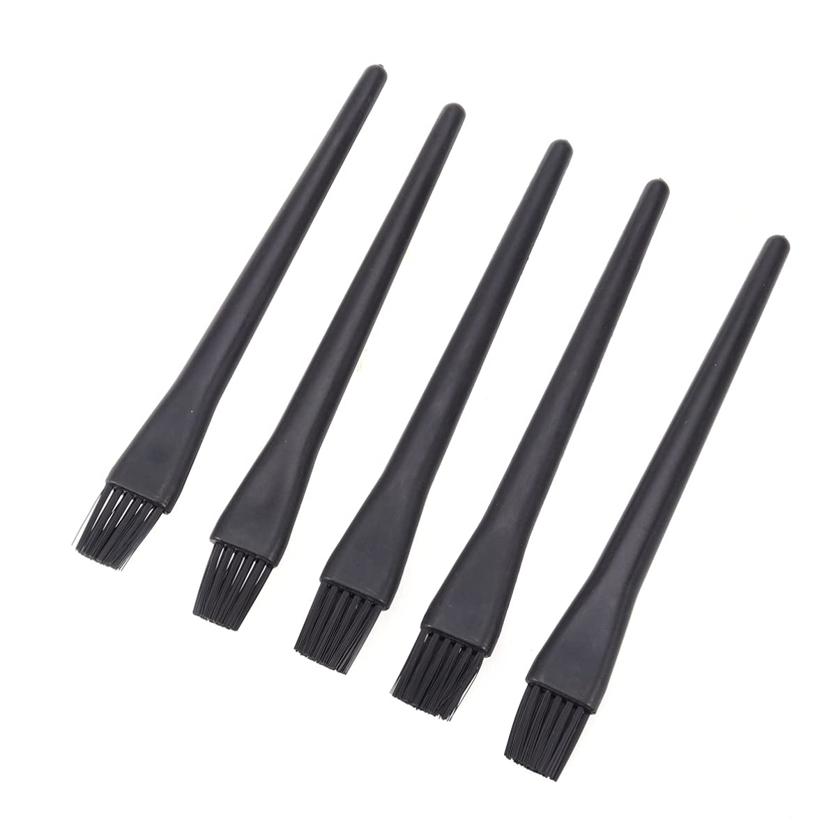 TEHAUX Anti- static Round Handle Brush Small Portable Plastic Handle Nylon Anti Static Brushes Computer Keyboard Cleaning Brush Kit Anti ESD Brushes 5pcs, Black