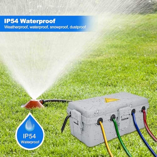 Image of Hrensaw Medium Outdoor Electrical Box(10.6x5.5x4.5inch),Weatherproof Connection Box w /6 Cable Entry,IP54 Waterproof Extension Cord Cover Protect Power Strip,Timer,Plug,Holiday Lights,Grey