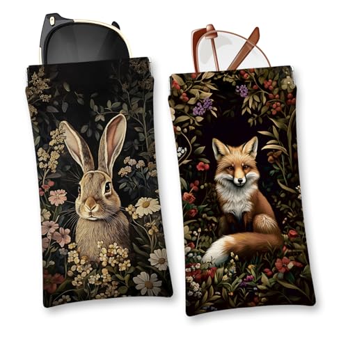 Image of Eyeglasses Sunglasses Case PU Soft Squeeze Top Glasses Pouch for Women Men,Animal Pattern Portable Anti Scratch