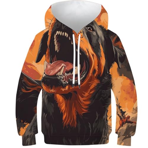 Pull Doberman enfant avec poches sweat à capuche 3D idéal pour le collège